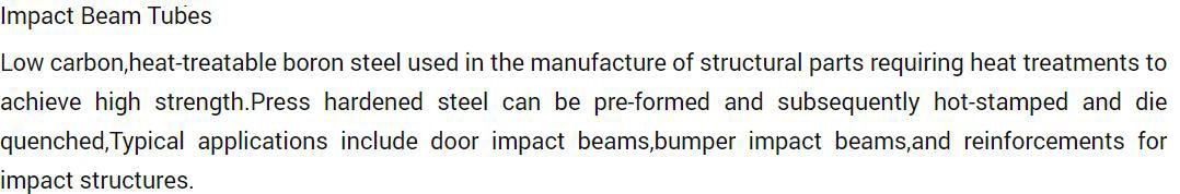 CBIES AUTOMOTIVE IMPACT BEAM DESCRIPTION